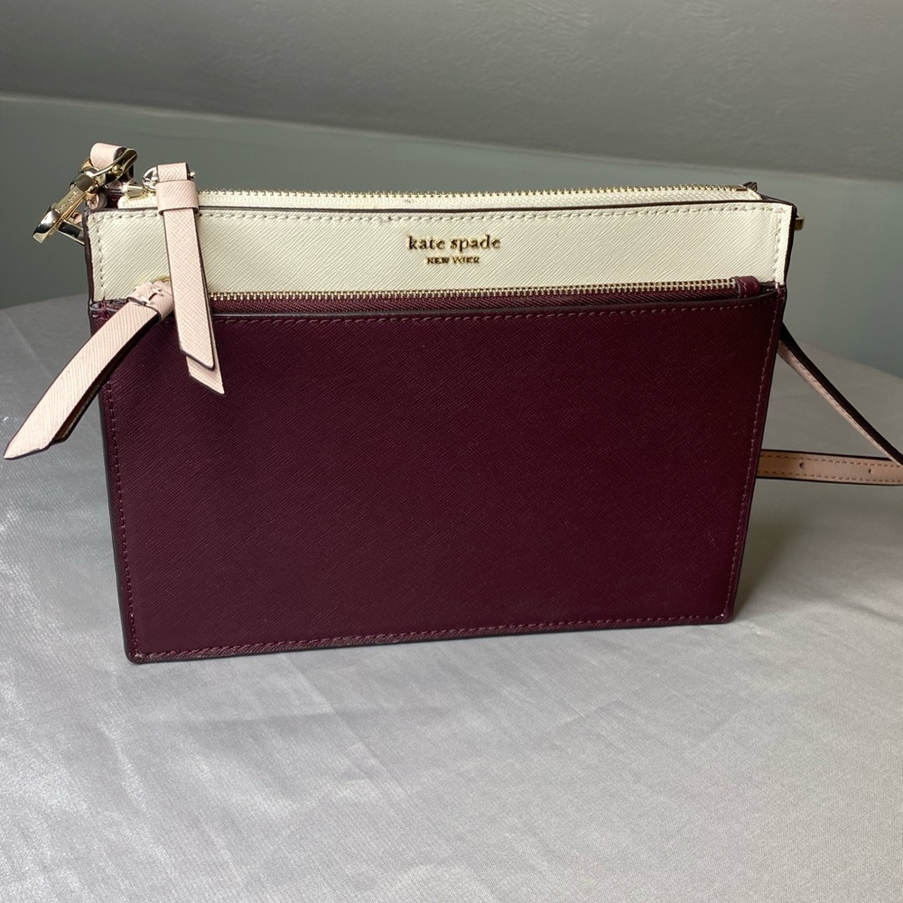 Kate Spade Cameron Zip Leather Xbody. Cherrywood/ Maroon. EUC!